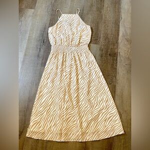 Ann Taylor XXS Tan Zebra Print Maxi Dress